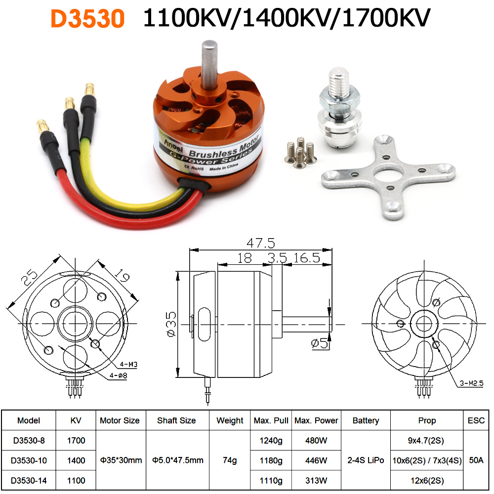 Rc Helicopter Mini - D3530 1100KV 1400KV 1700KV 브러시리스 아웃러너